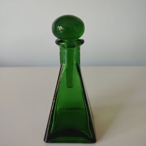 Vintage Genie Bottle Green Class With Stopper MCM